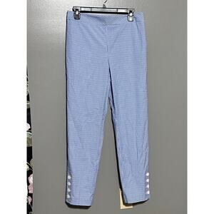 NWT Talbots Ankle Length Gingham‎ Blue White Pants Size 4 Cotton Mix side zipper